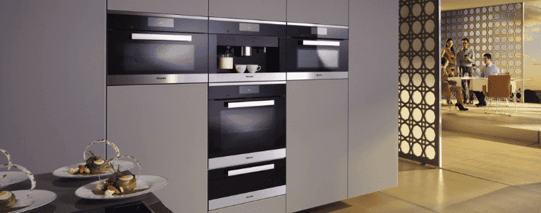 T Shape Miele Kitchen appliance layout in a modern kitchen