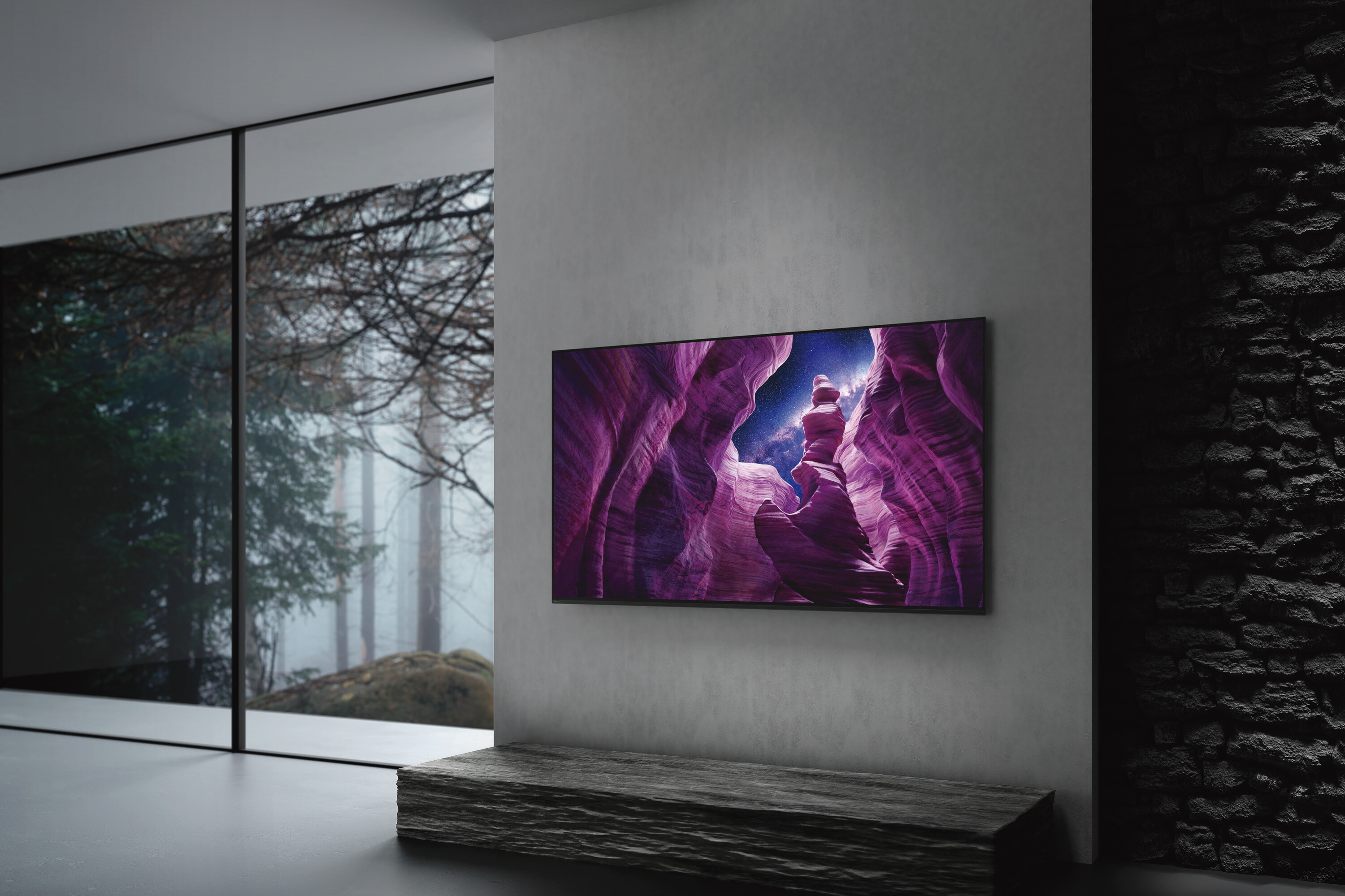 Stunning OLED TV setup as the centerpiece of a beautiful modern room.