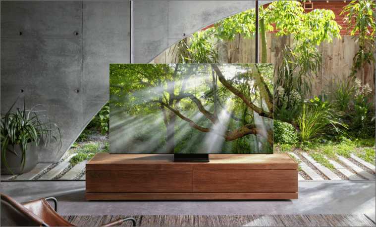 Beautiful TV with the latest technology in a modern outdoor area