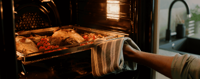 Food roasting in oven