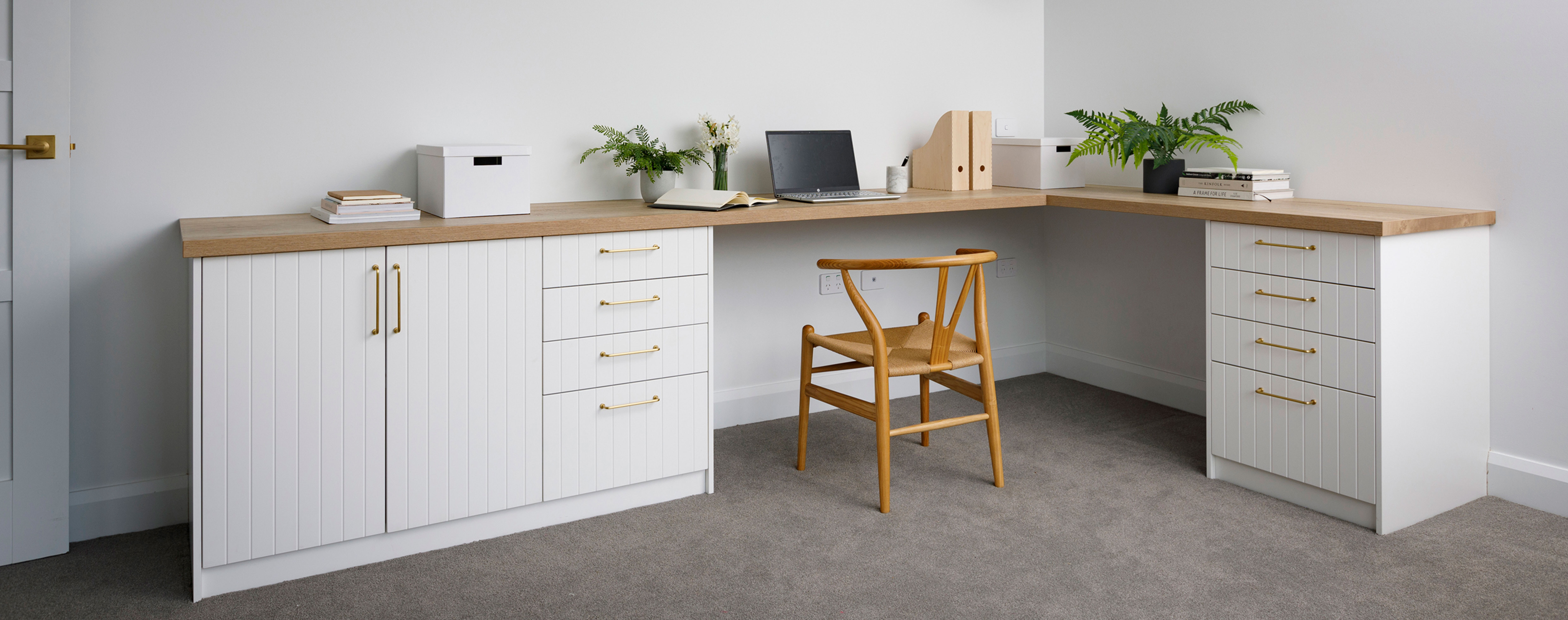 A large minimalist-styled home office