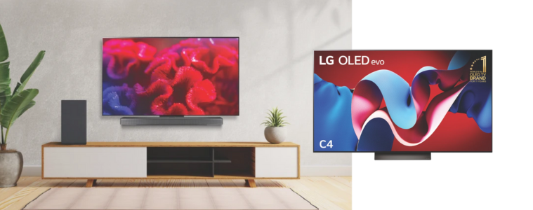 Product images of the LG 65" OLED EVO C4 4K Smart TV 24