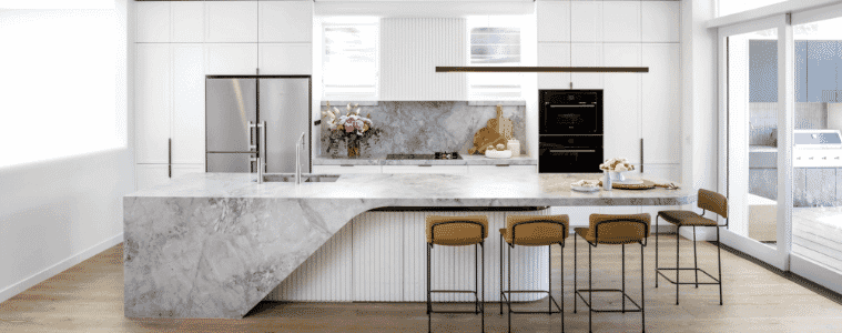 A modern coastal cool kitchen designed by Kinsman
