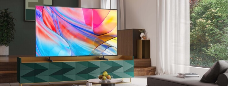 colourful Hisense ULED MIni-LED Television in a living room