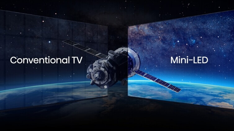 A conventional Hisense TV next to a Mini-LED Hisense TV