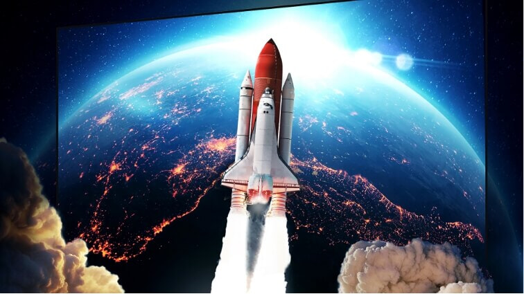 A rocket ship displaying HDR solution in Hisense television