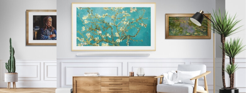 Stunning Samsung The Frame TV with artwork blending into a home perfectly. | The Good Guys