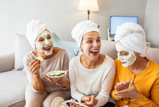 Three women enjoying an at home Spa day