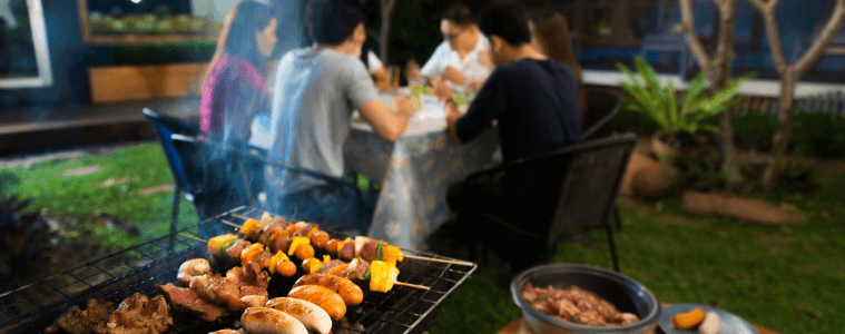 Squerers cooking on a BBQ. 