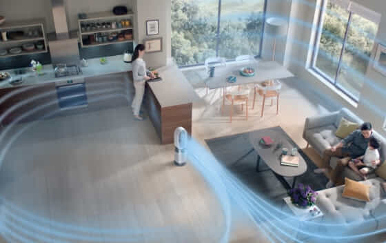 Air purifier fan cooling and cleaning the air in a home.