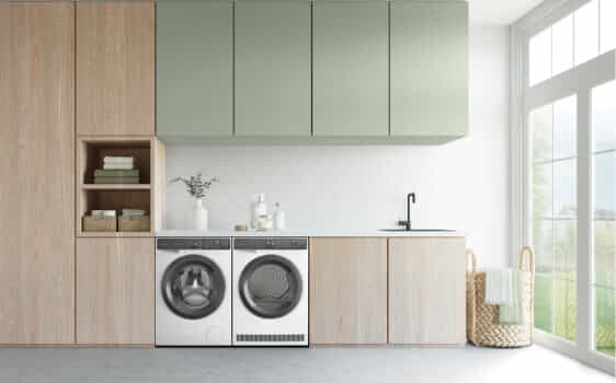 A Westinghouse washer and dryer sit side by side.