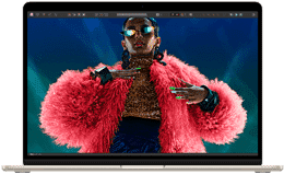 MacBook Air screen showing a colourful image to demonstrate the colour range and resolution of the Liquid Retina display