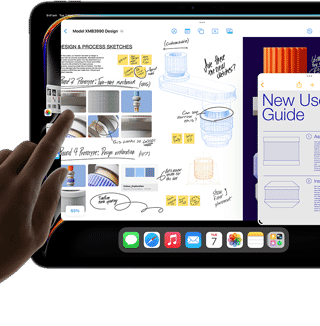 Multitasking view of iPadOS on iPad Pro shows multiple apps running simultaneously