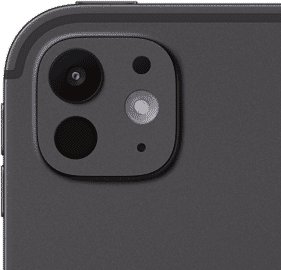 Close-up view of the 12MP wide back camera on iPad Pro