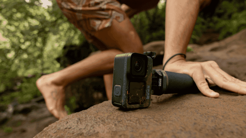 The GoPro Hero12 with GoPro Handler Mount in the outdoors