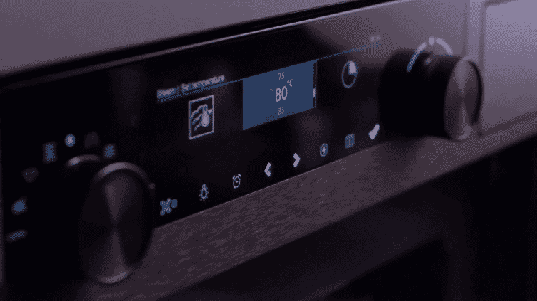 The interface of an ASKO oven showing how you can select the weight of your food to assist with cooking time.