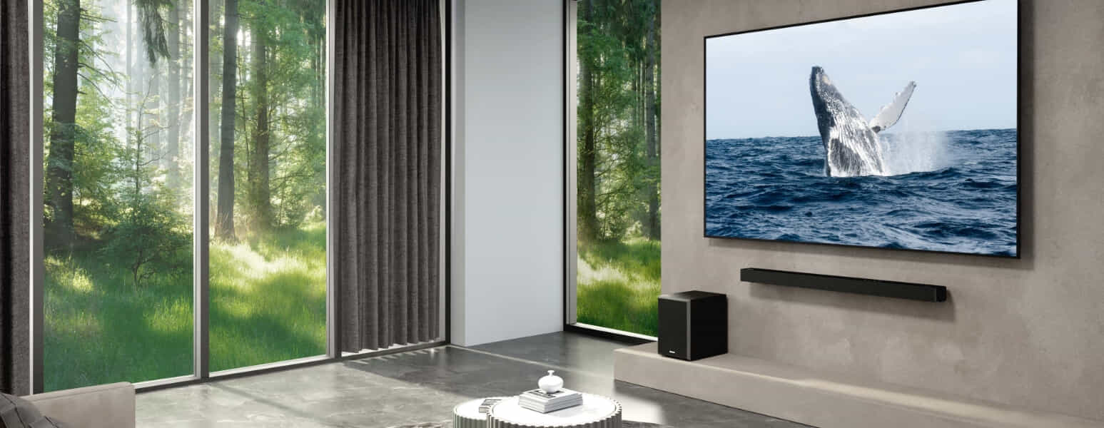 LG Sound Bar and Subwoofer with a modern TV