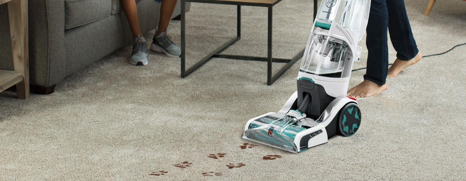 SmartWash in action, washing and drying carpet.