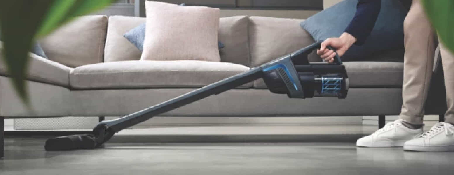 Miele stick vacuum cleaning living room