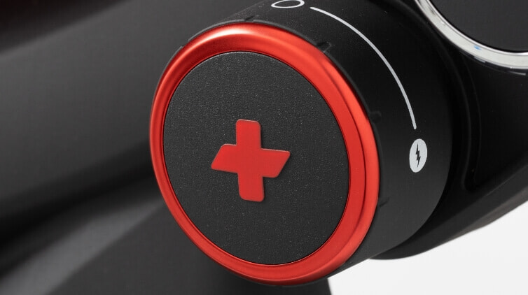 A close up of the red Plus Burner control dial | The Good Guys