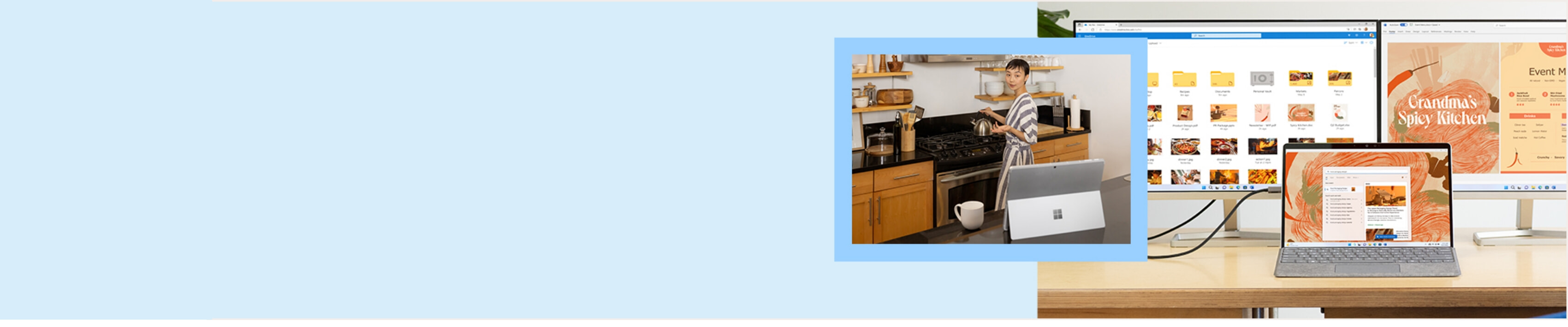 A woman types on a laptop