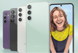 A woman playing a mobile phone game on her Samsung Galaxy S23 FE phone