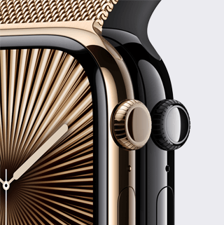 A close-up view of the Gold titanium finish and the Jet Black aluminium finish