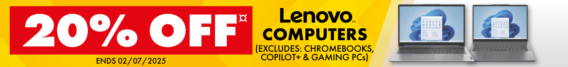 20% off Lenovo Computers (Excludes Chromebooks, CoPilot+ & Gaming PC's)