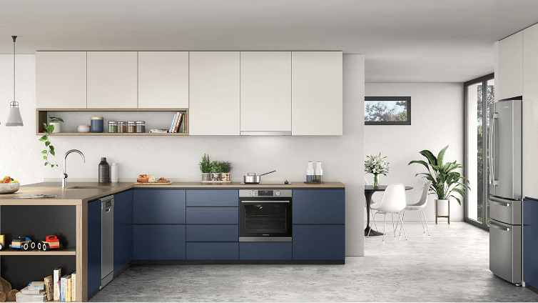 Lifestyle image of a modern kitchen featuring a Westinghouse rangehood.