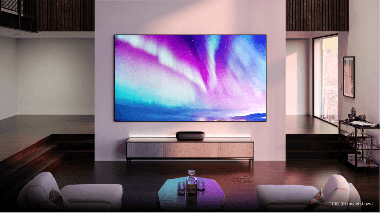 Hisense laser projector in a modern home