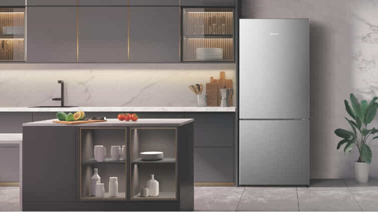 Hisense Bottom Mount Fridge in a modern kitchen