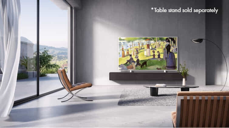 Stylish TCL Frame TV with Table Stand.