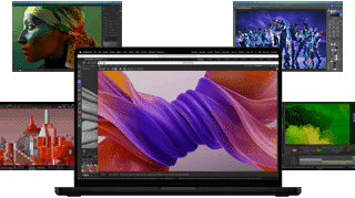 A variety of colourful screen content suggesting the powerful apps performance