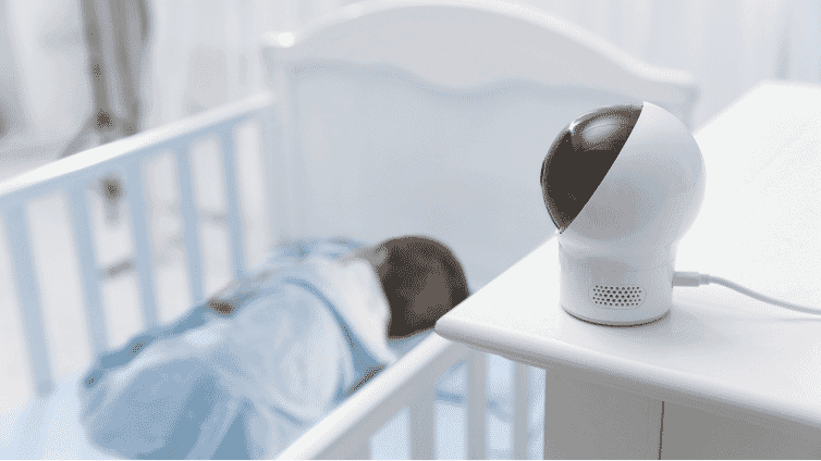 Image of a eufy Baby Monitor monitoring a baby in a crib.