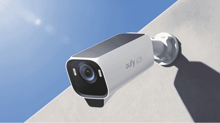 Close-up image of the eufyCam S3 Pro Camera mounted outdoors.