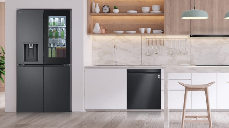 LG Fridge in stylish kitchen.