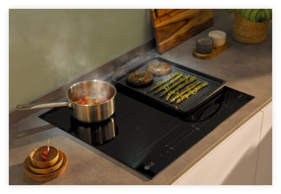 LG Induction Cooktop cooking food.