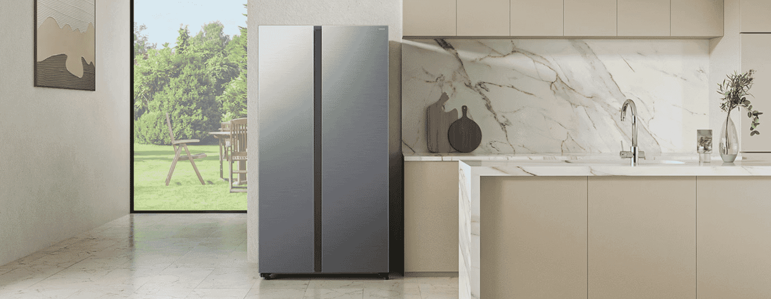 Samsung side by side fridge in modern kitchen