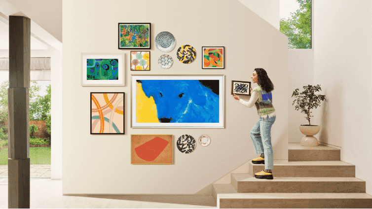 Lifestyle TV on gallery wall.