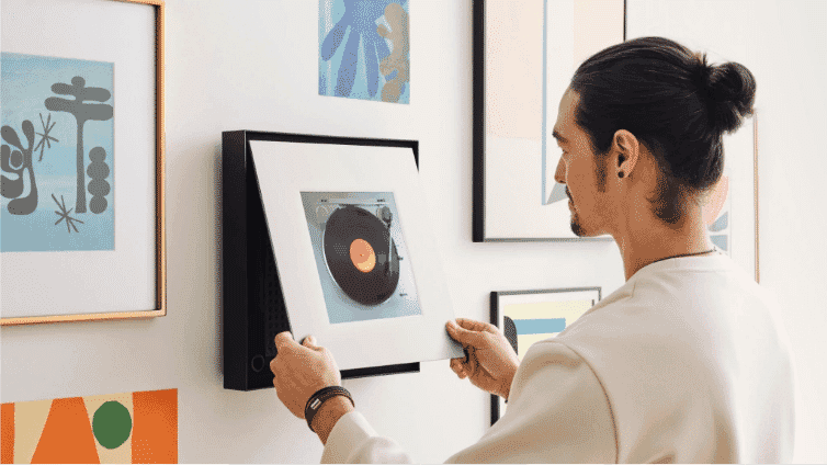 Close up of Samsung the Music Frame audio.
