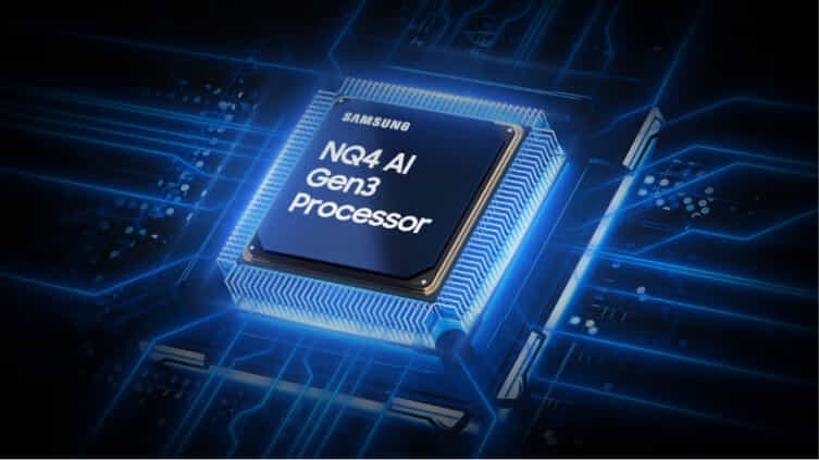 Close up of Samsung AI chip for TVs.