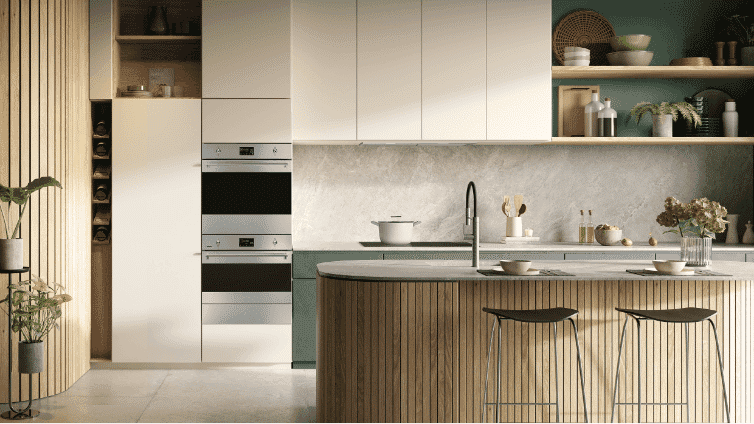 Stylish smeg Galileo range in trendy kitchen.