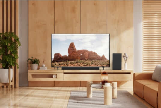 Stylish new LG TV in living room.