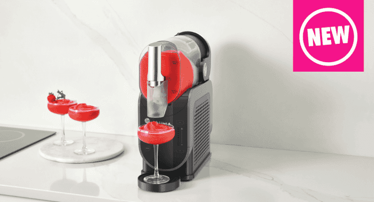 Ninja Slushi maker in marble kitchen.