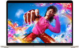 MacBook Air screen showing a colourful image to demonstrate the colour range and resolution of the Liquid Retina display