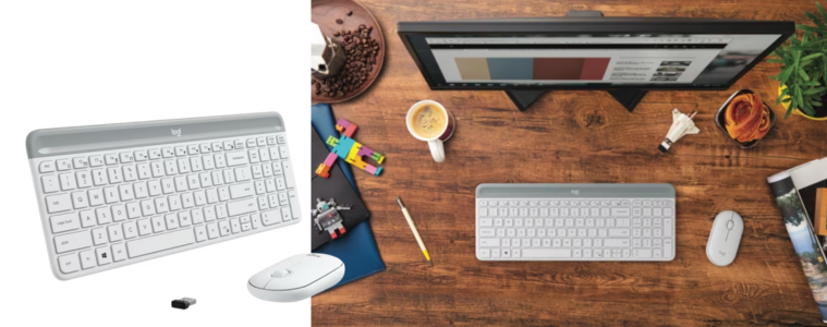 Product image of the Logitech MK470 Slim Wireless Combo - White