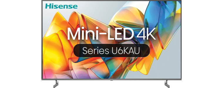 Product shot of the Hisense U6KAU 4K Mini-LED QLED Smart TV 23.