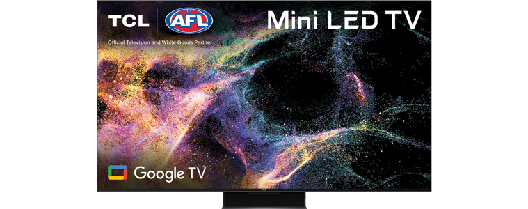 Product shot of the TCL C845 Mini LED Google TV 23.