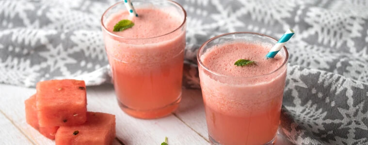 image of fresh watermelon juice in two glasses