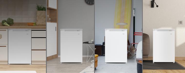 A series of white Chiq freezers